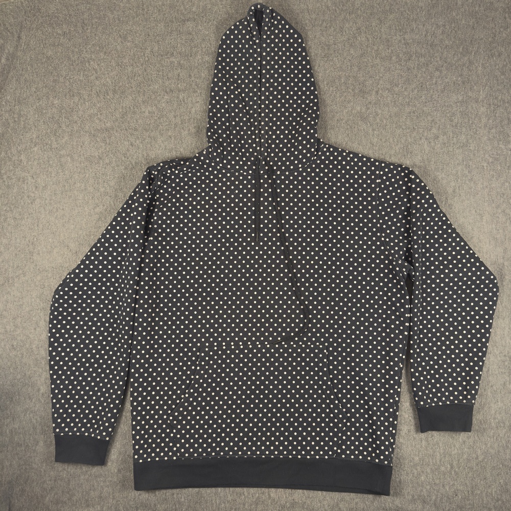 Elwood Hoodie Mens XL Black Polka Dot Fleece Pullover Kangaroo Pocket Sweatshirt